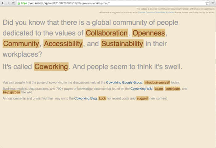 Coworking.com circa 2010-2012